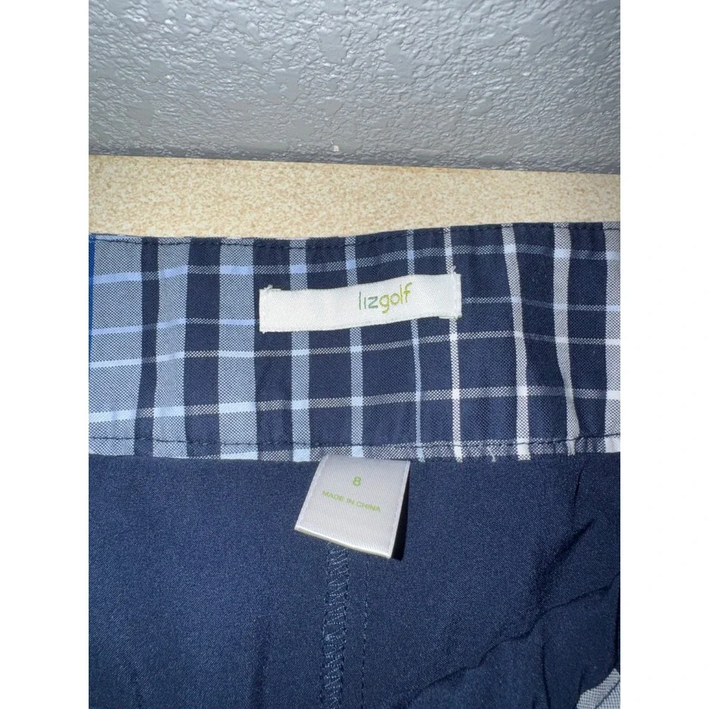 Lizgolf Liz Claiborne Blue White Plaid Pleated Golf Skort Size 8 Activewear